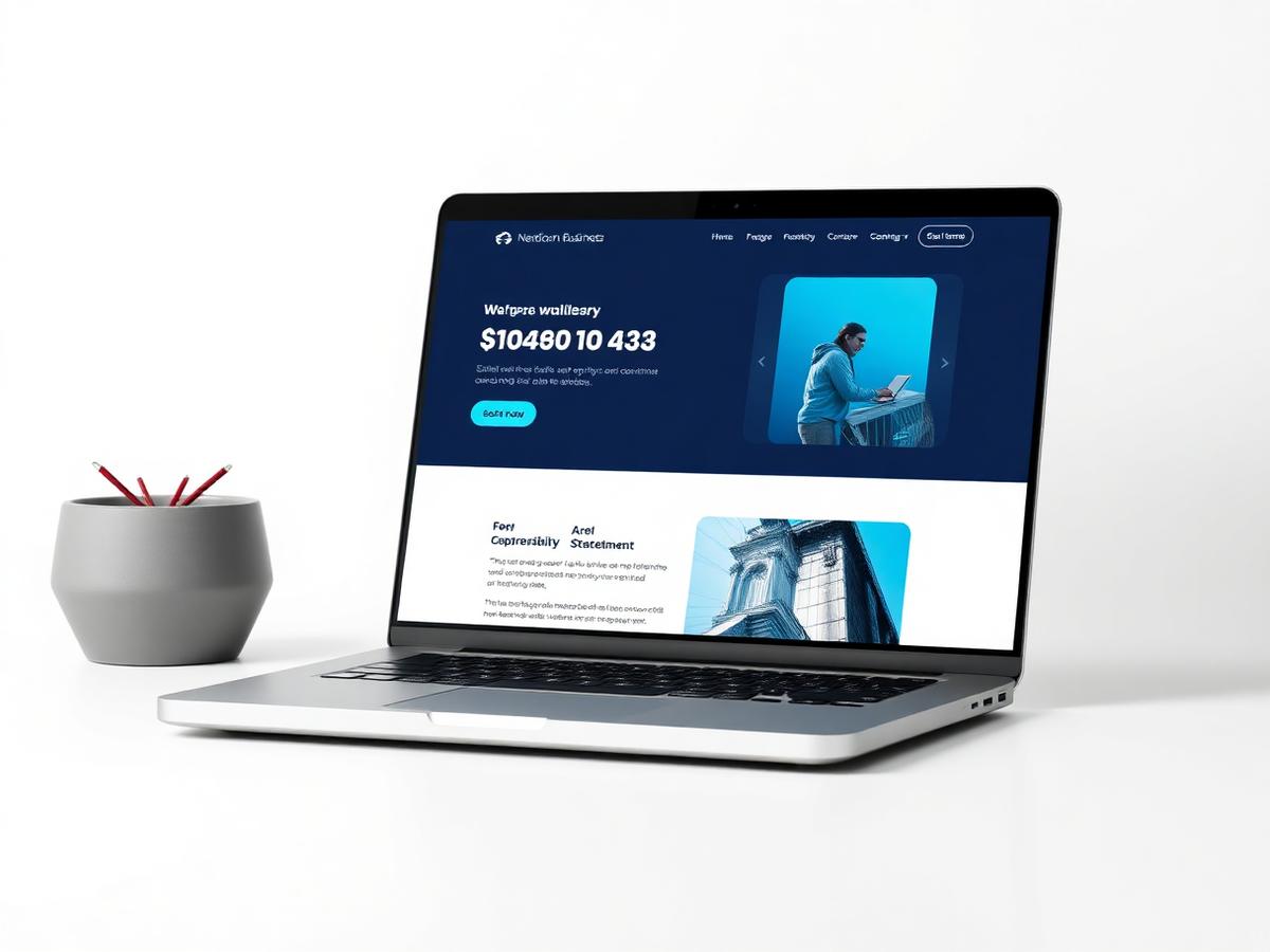 Business website project displayed on a laptop screen