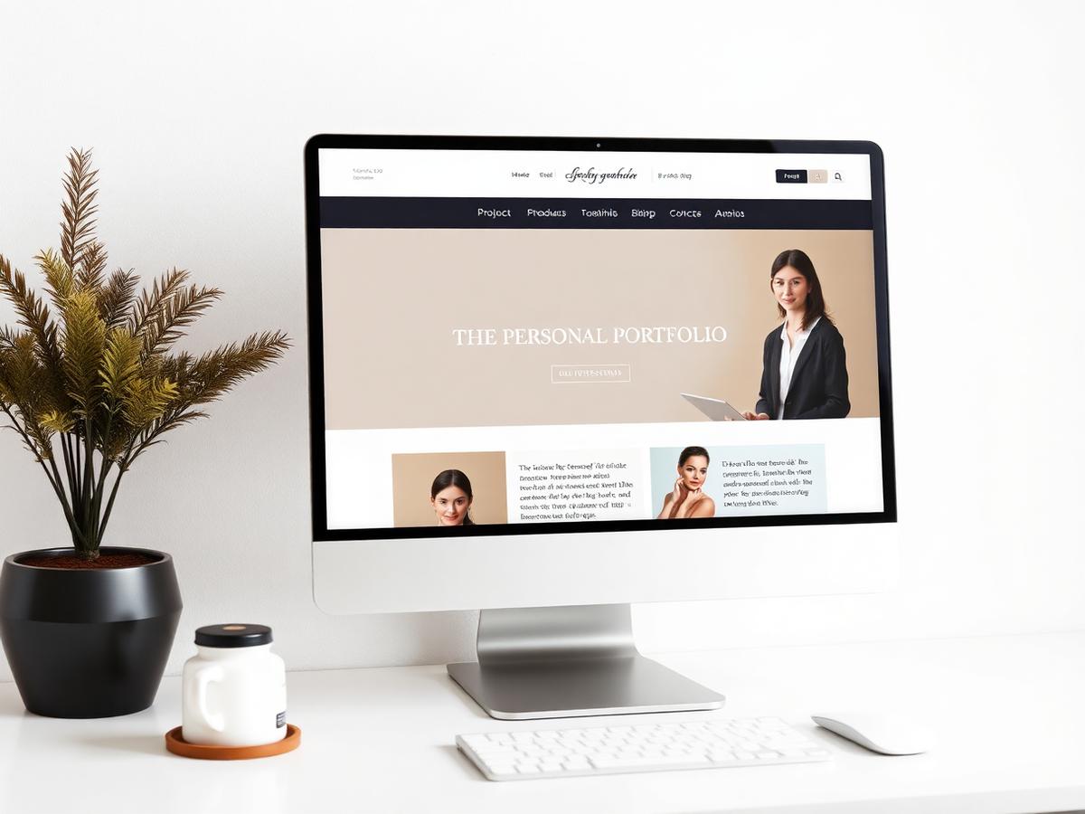 Personal portfolio website displayed on a desktop monitor